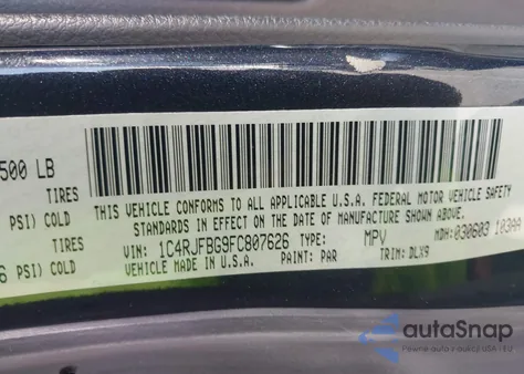 2015 Jeep Grand Cherokee Limited from USA, damaged, VIN 1C4RJFBG9FC807626
